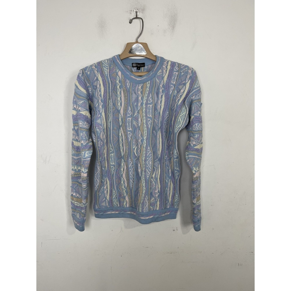 Vintage Purely Merino Sweater Womens XS Wool 3D Knit Pastel Crosby 90s Retro